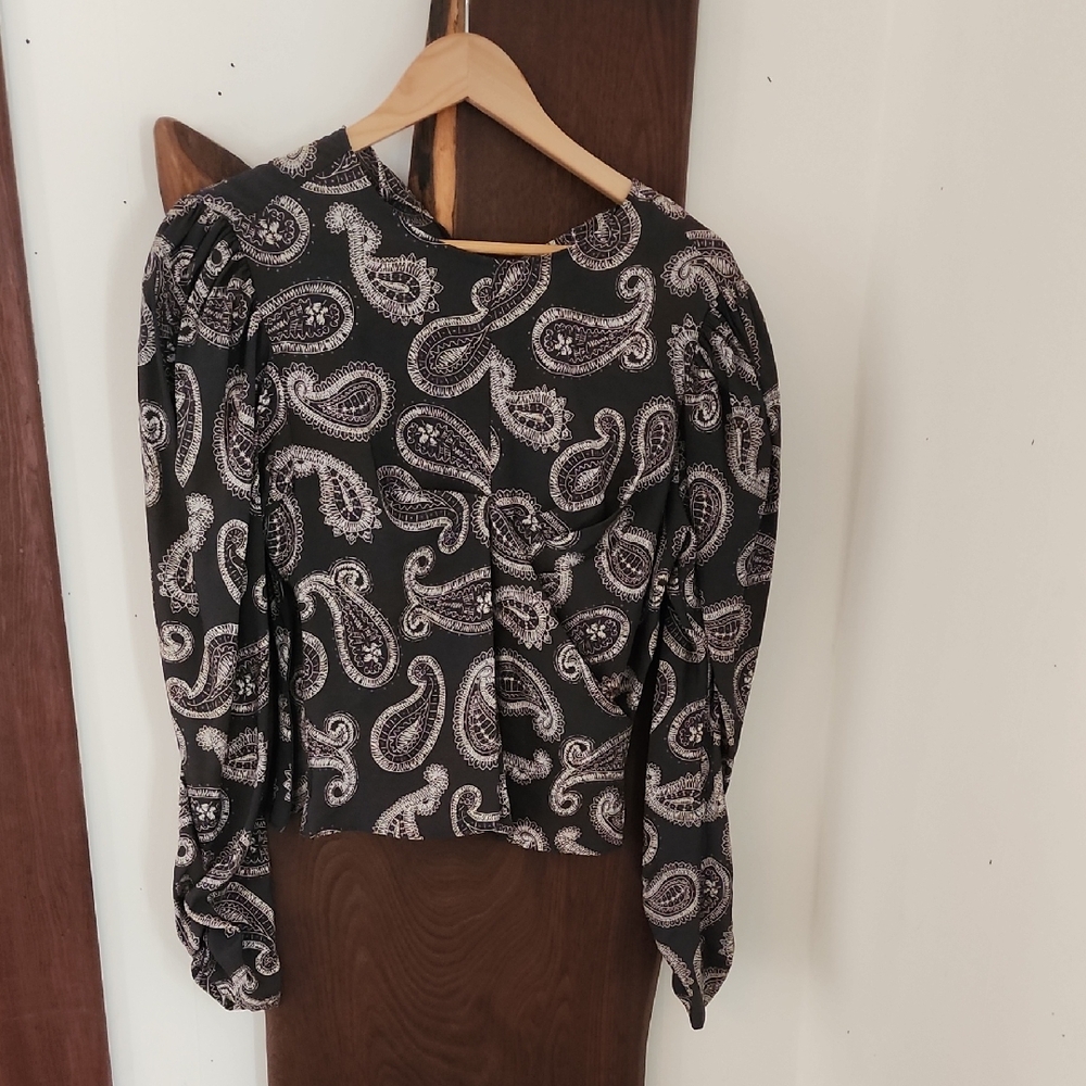 Zara Paisley Long Sleeve Blouse 'The Nina Shirt' Size S New with Tags